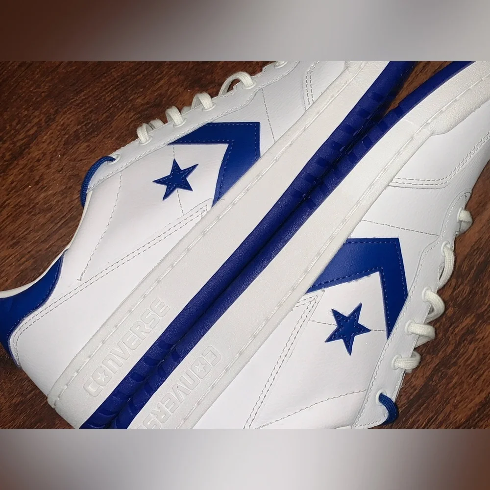 Converse White and Blue Low-Top Sneakers